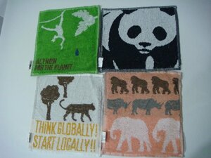MB/B14N-PEV unused goods 4 pieces set hand towel WWF world nature protection fund organic cotton 100% 23cm×23cm Panda thousand ..11CIMSTTW01
