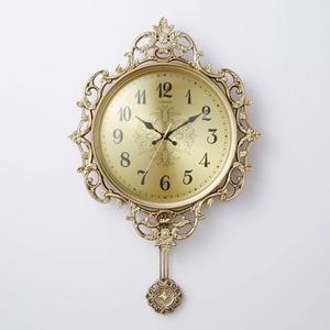アンティーク調　ヴィクトリアン調　ゴージャスゴールド色壁掛け時計