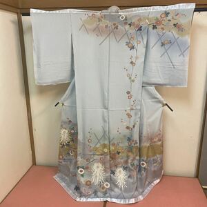 正絹 訪問着 金彩 草花 ぼかし 未仕立て品呉服屋廃業品