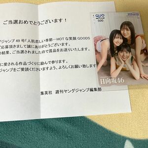 日向坂46 ヤングジャンプ 懸賞 正源司陽子 平尾帆夏 藤嶌果歩4期生