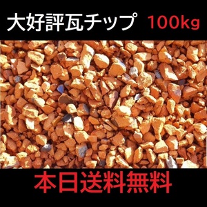 人気再入荷 大量100Kg 送料無料 10％増量中♪ 赤瓦チップ 小粒サイズ オレンジ瓦チップ ガーデニング 雑草対策 防草 ぬかるみ対策 砂利砕石