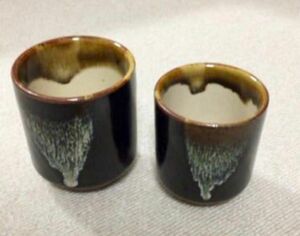 シックな夫婦茶碗　湯呑　ペア　湯のみ　茶器　和風　会津本郷焼　伝統工芸品