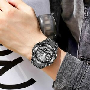 4▼▲新品未使用デザイン腕時計(LIGE黒)▼▲シルバーカシオG-SHOCK アルマーニディーゼル セイコー ポールスミス バーバリー好きに人気の画像2