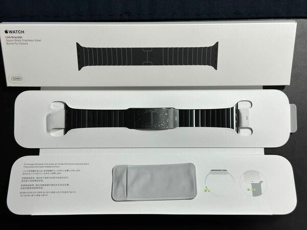 極美品 純正 Apple watch リンクブレスレット スペースブラックステンレス 42 44 45mm アップルウォッチ