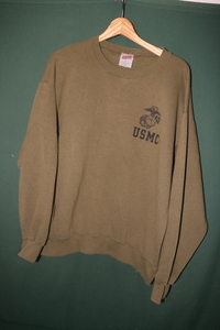 ★ 訳あり特価 ★ 沖縄米軍使用 USMC ODカラー スウェットトレーナー L 中古 普段使用 防寒用 トレーニングなどに