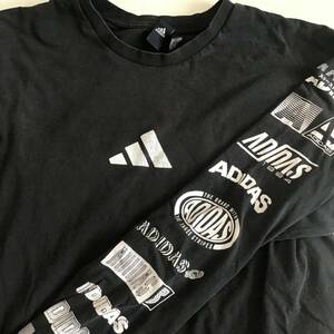 《 H 311》adidas アディダス 長袖Tシャツ ロンT スポーツ プリント Lサイズ 黒 トップス 1円スタート アメリカ古着 古着卸