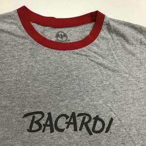 《 H 360》BACARDI バカルディ 半袖Tシャツ リンガーT 企業系 ラム ドリンク XL グレー トップス 1円スタート アメリカ古着 古着卸