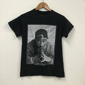 《 H 361》POETIC JUSTICE 2PAC プリント 半袖Tシャツ 2018 Sサイズ ブラック トップス 1円スタート アメリカ古着 古着卸