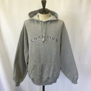 【N194】champion チャンピオン プルオーバー スウェット パーカー XLサイズ グレー サイドリブ リバースタイプ アメリカ古着 古着 古着卸