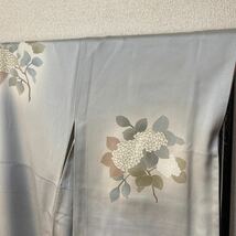 着物　袷　訪問着 付け下げ 花柄 綸子 正絹　春夏秋冬　着丈156.5cm 裄丈63.5cm 0315-1m_画像2