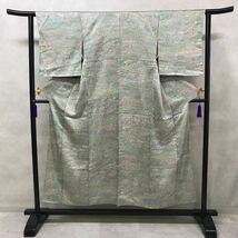 着物　総柄　袷　小紋　正絹　春夏秋冬　しつけ糸つき　着丈150cm 裄丈60cm 0321-40y_画像1