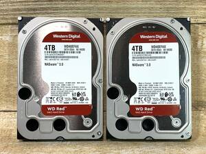 ★WD Red 4.0TB 使用少863時間♪SATA600 3.5インチ内臓型ハードディスク NASware3.0 WD40EFAX 2台セット 良品美品★送520ok★