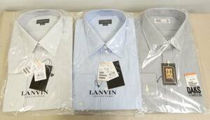 未使用/M705/LANVIN ランバン DAKS ダックス ワイシャツ まとめ 3点セット/松屋 ランバンコレクション 柄 ストライプ 長袖 Y シャツ スーツ