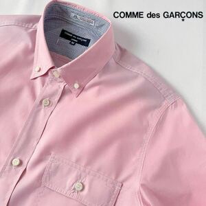 (美品) コムデギャルソン COMME des GARCONS ボタンダウン 長袖シャツ M ピンク ネイビー ホワイト シャツ