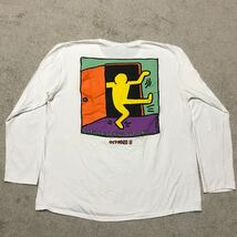 GOOD CATCH INC キース・へリング KIETH HARING 長袖 アート Tシャツ ロンT XL ホワイト ロングスリーブ T-SHIRT 80sプリント_画像1