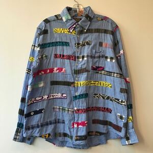 90's USA製 CLEVE クリーブ クレイジー チェック シャンブレー ボタンダウン シャツ LARGE ビンテージ BDシャツ 90年代