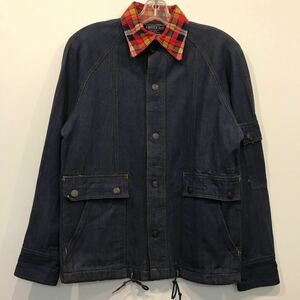 70s 80s Valley Co デニム カバーオール LARGE 襟ネル ビンテージ DENIM ショート ジャケット バットダイ VINTAGE