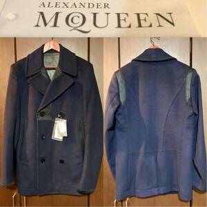 [ ultimate beautiful goods ]Alexander McQUEEN( Alexander * McQueen ) cashmere * silk . navy pea coat men's 