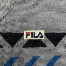 ☆希少 FILA フィラ 80s〜90s Vintage レトロ プルオーバー タートルネックニットセーター グレー 刺繍ロゴ 古着【送料一律/同梱可能】I_画像8