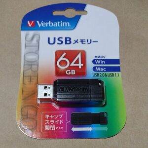 三菱化学メディア USBメモリー USBP64GVZ2 USB2.0対応 スライド式 64GB 黒 バーベイタム Verbatim