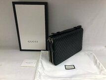 送料無料 未使用品 GUCCI グッチ 長財布 449246 マイクログッチ オーガナイザー ダブルジップ トラベルケース ブラック レザー クラッチ_画像2