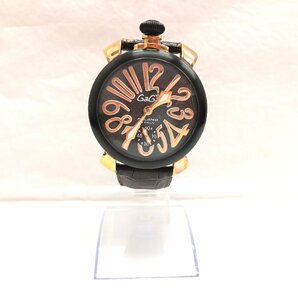 送料無料 GaGaMILANO ガガミラノ マヌアーレ 48ｍｍ 手巻き ゴールドプレート カーボンダイアル メンズ 腕時計 正規品の画像2