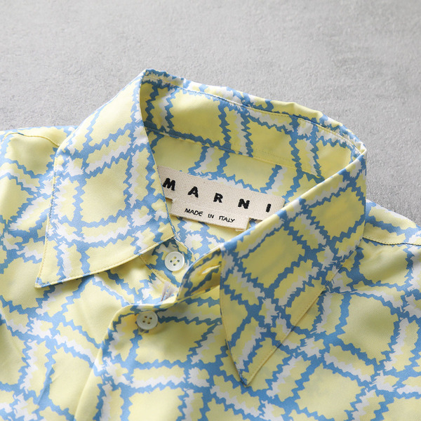 新品 送料無料 即決 イタリア製 正規品 MARNI マルニ シルク100% 長袖シャツ チェック柄 サイズ48