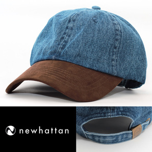 ローキャップ 帽子 デニム ニューハッタン newhattan denim hat ダークブルー スウェード調ツバ 1160_neh-O フリーサイズ USA NYC