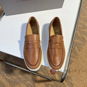 Brunello Cucinelli　ブルネロクチネリ イタリア　メンズ　シューズ　靴　スエード ローファー カジュアル ブラウン　39-44サイズ選択可能