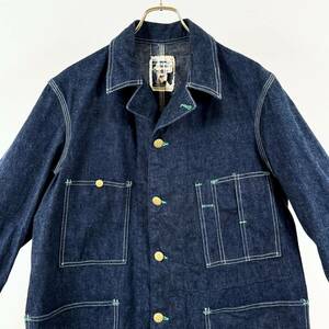  rare { genuine navy blue (1Wash / Size 40 }40s50s finest quality goods [ OSHKOSH B'GOSH Oshkosh yawing button Vintage indigo Denim coverall ]