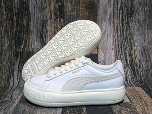 最後 22.5cm PUMA スウェード マユ レザー ウィメンズ 検 厚底 本革 スニーカー レディース WMNS WNS アイボリー/クリーム/ホワイト/白