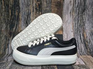 残少 22.5cm PUMA スウェード マユ レザー ウィメンズ 検 厚底 ウェッジ 本革 スニーカー レディース WMNS WNS ブラック/ホワイト/黒/白