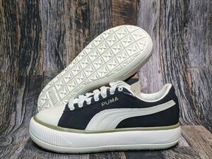 remainder little 22.5cm PUMA suede mayu in fuse wi men's inspection thickness bottom original leather sneakers lady's WMNS black / white / khaki / black / white 