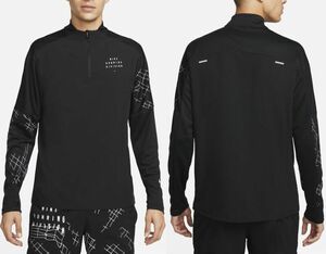 L Nike Ran подразделение flash половина Zip осмотр Element бег рубашка отражатель тренировка Jim чёрный / черный 