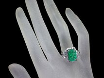 ZL10875S【1円～】新品仕上【RK宝石】≪Emerald≫ 天然エメラルド 特大3.75ct 極上ダイヤモンド 総計1.1ct Pt900 超高級リング ダイヤ_画像6