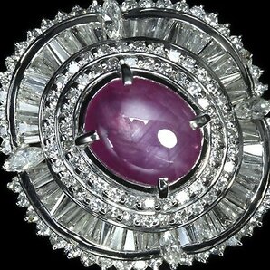 IVO10743SS【1円～】新品【RK宝石】≪Star Ruby≫ 極上非加熱スタールビー 特大4.6ct 極上ダイヤモンド 総計1.82ct Pt900 超高級リングの画像5