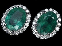 IOL11194I【1円～】新品仕上【RK宝石】≪Emerald≫上質エメラルド 特大3.23ct/3.23ct 極上ダイヤモンド 両耳総計0.84ct K18WG 超高級ピアス_画像2