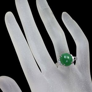 MU11090T【1円～】新品【RK宝石】≪Jade≫ 樹脂含侵なし!! 天然翡翠 大粒6.72ct!! 極上ダイヤモンド Pt900 高級リング ヒスイ ダイヤの画像6