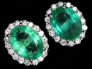 IGL11196I【1円～】新品仕上【RK宝石】≪Emerald≫ 上質エメラルド 大粒2.36ct/2.36ct 極上ダイヤモンド 両耳総計0.8ct K18WG 超高級ピアス