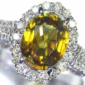 RM11246SS【1円～】新品【RK宝石】《Sphene》極上スフェーン 大粒2.656ct!! 極上ダイヤモンド 総計0.69ct K18WG 高級リング ダイヤの画像3