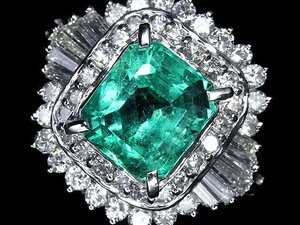 GV11243SS【1円～】新品【RK宝石】≪Emerald≫ 豪華絢爛! 極上エメラルド 大粒1.82ct! 極上ダイヤモンド 0.76ct Pt900 高級リング ダイヤ