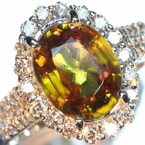 RM11246SS【1円～】新品【RK宝石】《Sphene》極上スフェーン 大粒2.656ct!! 極上ダイヤモンド 総計0.69ct K18WG 高級リング ダイヤの画像2