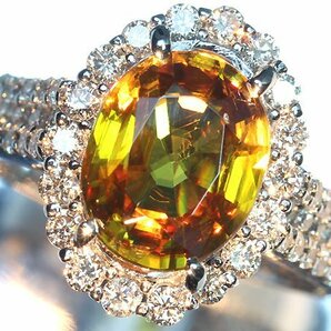 RM11246SS【1円～】新品【RK宝石】《Sphene》極上スフェーン 大粒2.656ct!! 極上ダイヤモンド 総計0.69ct K18WG 高級リング ダイヤの画像1