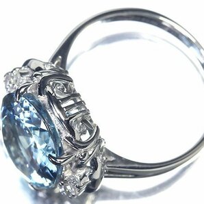 OO11131D【1円～】新品【RK宝石】≪Aquamarine≫ 美しいテリ艶! 極上アクアマリン 大粒5.23ct! 極上ダイヤモンド Pt900 高級リング ダイヤの画像3