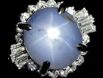 OR11122T【1円～】新品【RK宝石】≪Star Sapphire≫ 天然非加熱スターサファイア 大粒6.73ct!! 極上ダイヤモンド Pt900 高級リング ダイヤ_画像1