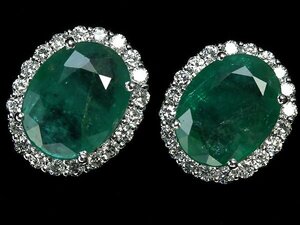 IKL11195I【1円～】新品【RK宝石】≪Emerald≫上質エメラルド 特大3.92ct/3.92ct 極上ダイヤモンド 両耳総計0.92ct K18WG 超高級ピアス