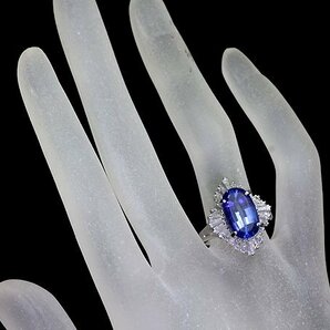 IKL10023S【売り切り】新品【RK宝石】 希少宝石 極上タンザナイト 大粒4.35ct!! 極上ダイヤモンド 総計1.28ct Pt900 超高級リング ダイヤの画像5