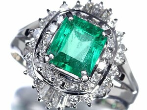 UK11095T【1円～】新品【RK宝石】≪Emerald≫ 美しいテリ艶! 極上エメラルド 大粒1.06ct 極上ダイヤモンド 0.53ct Pt900 高級リング ダイヤ