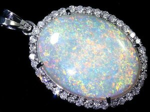 IVL11281I【1円～】新品【RK宝石】≪opal≫ 極上オパール 特大13.6ct!! 極上ダイヤモンド 0.78ct K18WG 超高級ペンダントヘッド ネックレス