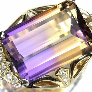 IOR11288S【1円～】新品仕上【RK宝石】銀座ミワ 極上アメトリン 超特大40.37ct!! 極上ダイヤモンド K18 超高級ペンダントヘッド ブローチの画像1